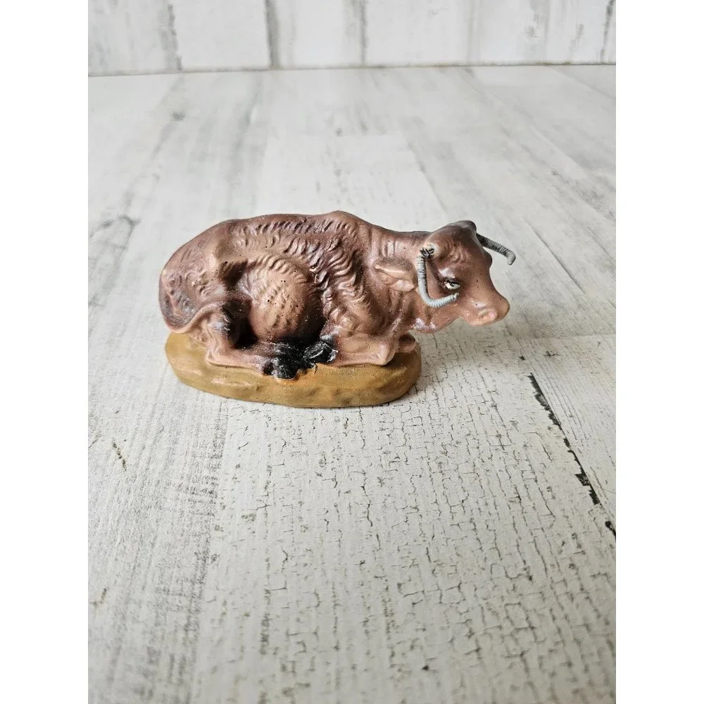 Vintage‎ Japan cow nativity Xmas statue figurine decor